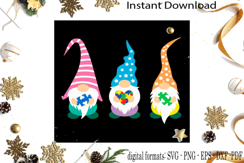 Gnomies Autism Awareness Support SVG Sublimation Files