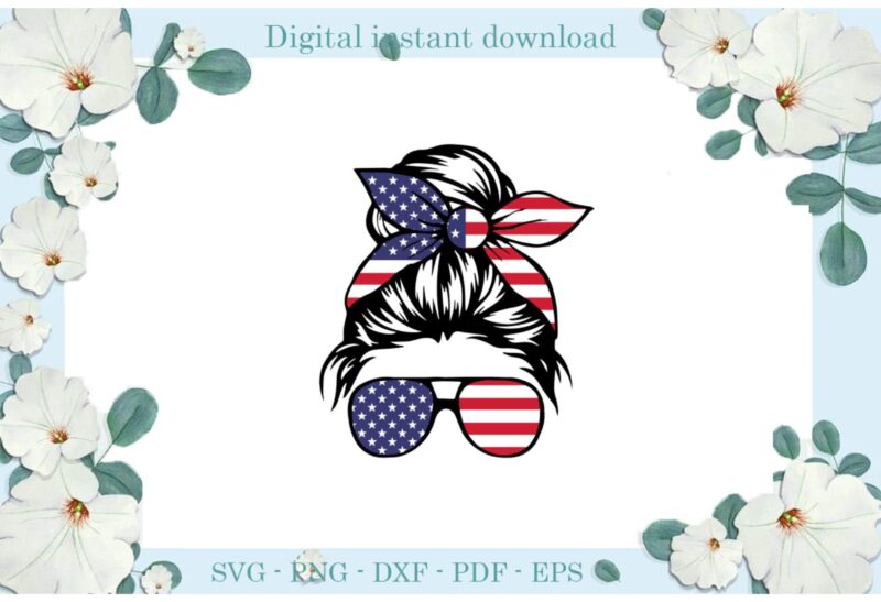 Trending gifts, American Flag American Glasses Women Wear Turban Diy Crafts American Flag Svg Files For Cricut, Women Wear Turban Silhouette Sublimation Files, Cameo Htv Prints