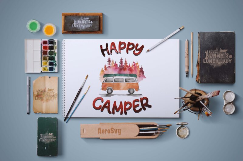 Happy Camper Camping Car Tshirt Design