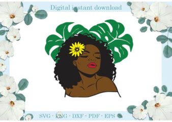 Black Women Magic Leaves Pattern Diy Crafts Svg Files For Cricut, Silhouette Sublimation Files, Cameo Htv Print
