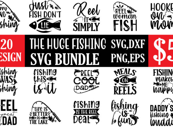 The huge fishing svg bundle t shirt designs for sale