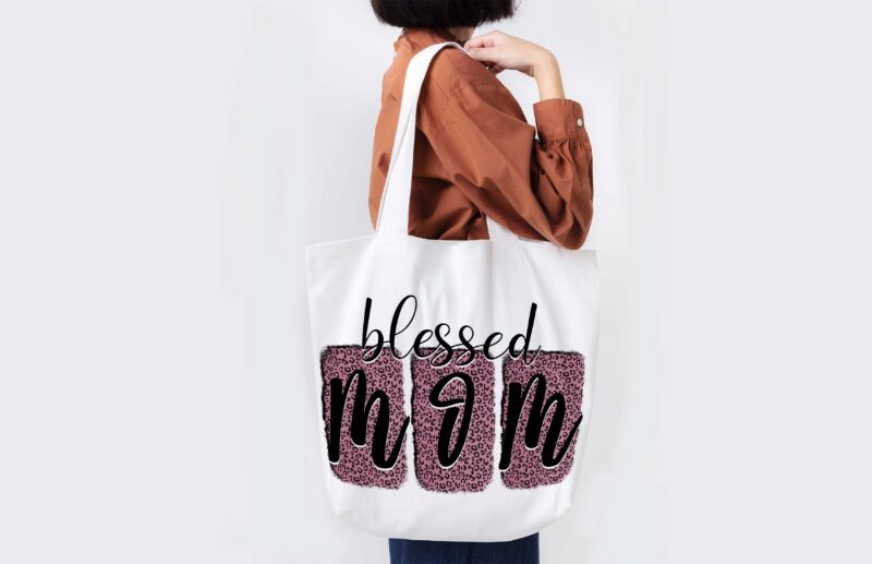 Pink Leopard Blesed Mom Tshirt Design