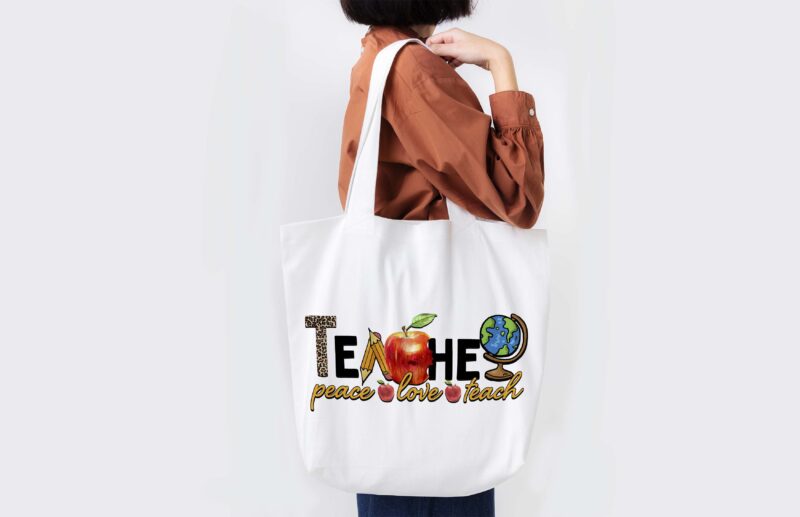 Teacher Peace Love Teach Tshirt Design