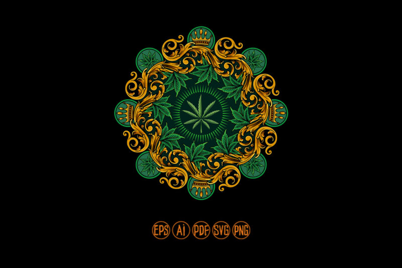 Classic crown luxury weed leaf mandala ornament