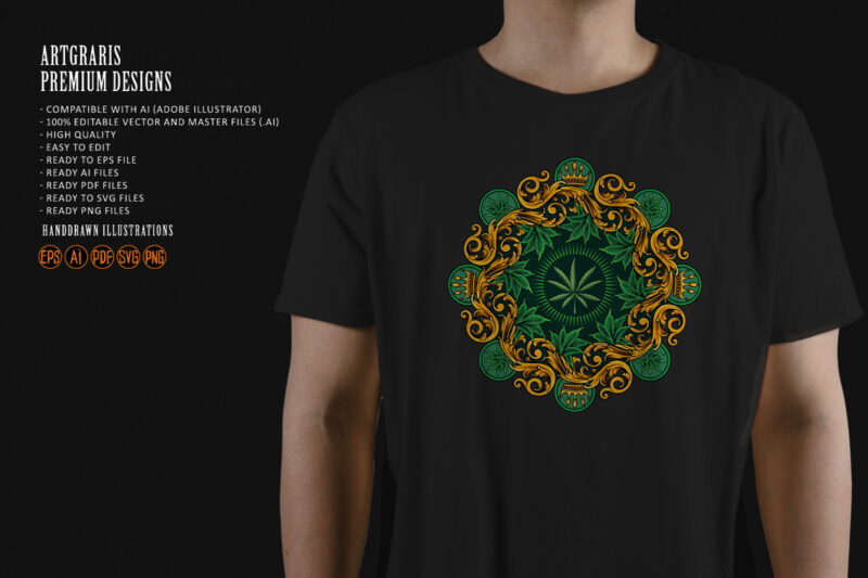 Classic crown luxury weed leaf mandala ornament