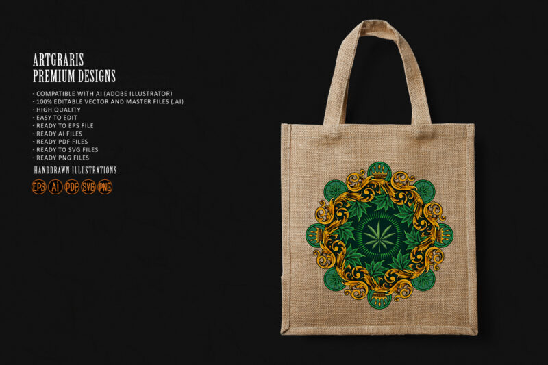 Classic crown luxury weed leaf mandala ornament