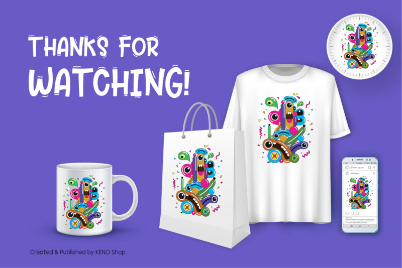 Bright Cartoon Doodle. T-Shirt, PNG, SVG.