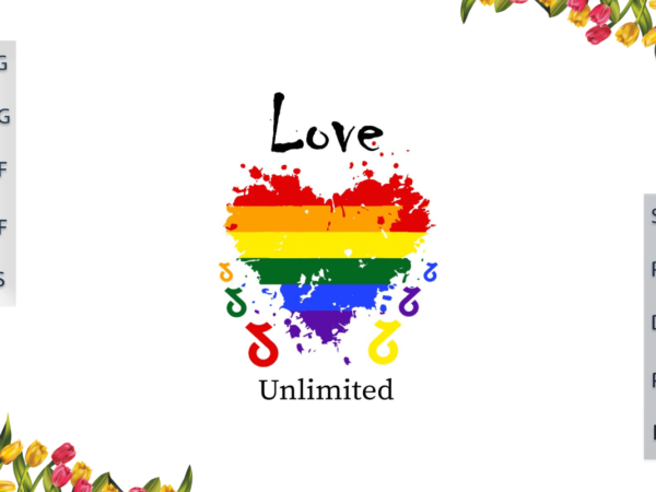 Lgbt love unlimited heart rainbow gift for parade gay lesbian pride ally diy crafts svg files for cricut, silhouette sublimation files, cameo htv print t shirt vector graphic