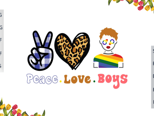 Lgbt gifts, peace love boys gift for gay pride vector diy crafts svg files for cricut, silhouette sublimation files, cameo htv files