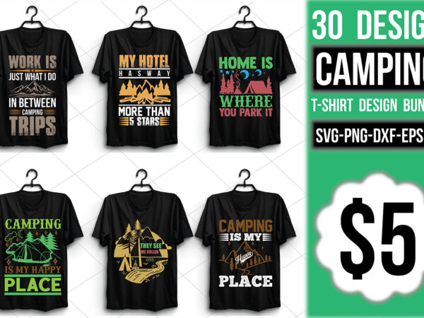 Camping t-shirt design bundle