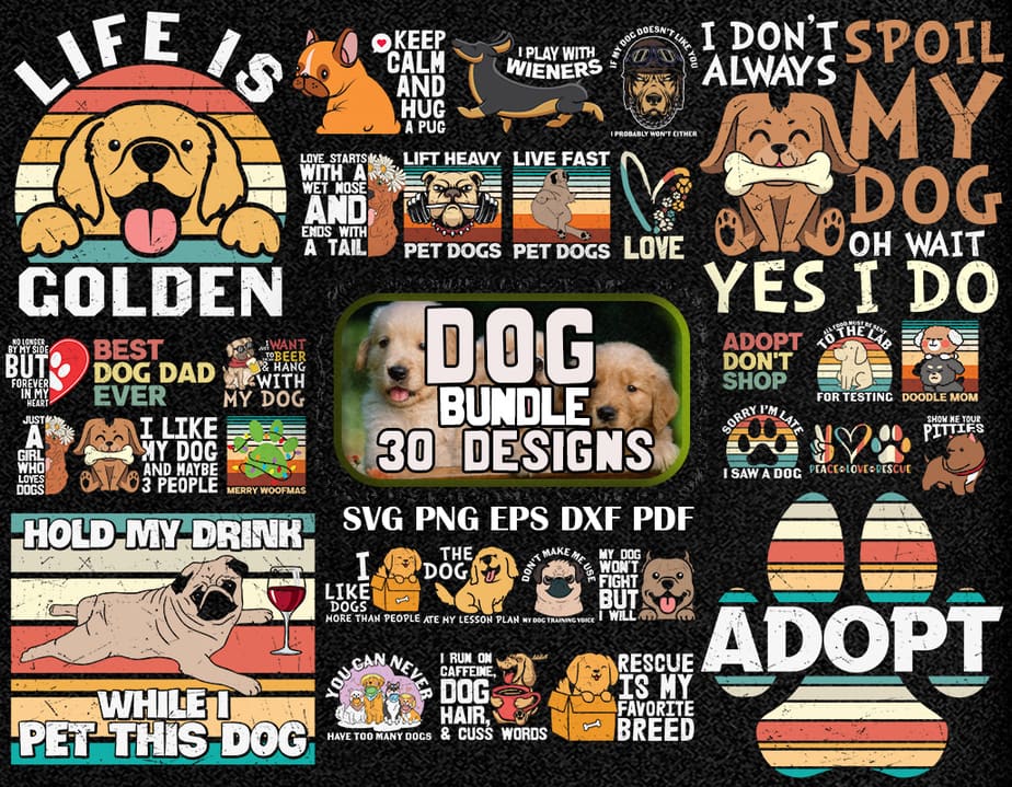 30 Dog t shirt design bundle, dog svg t shirt, dog shirt, dog svg ...