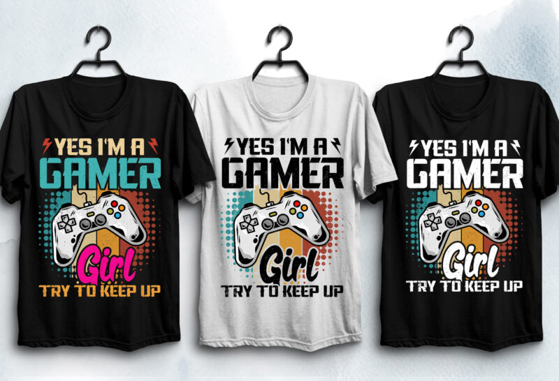 Gamer Girl T-Shirt Design PNG EPS