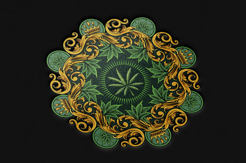 Classic crown luxury weed leaf mandala ornament