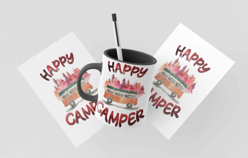 Happy Camper Camping Car Tshirt Design