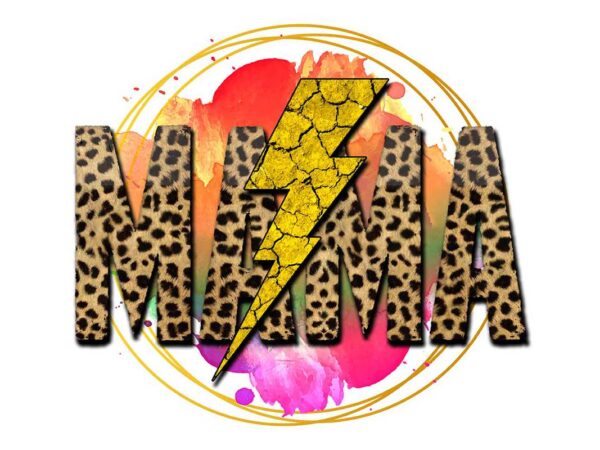 Mama leopard lightning tshirt design