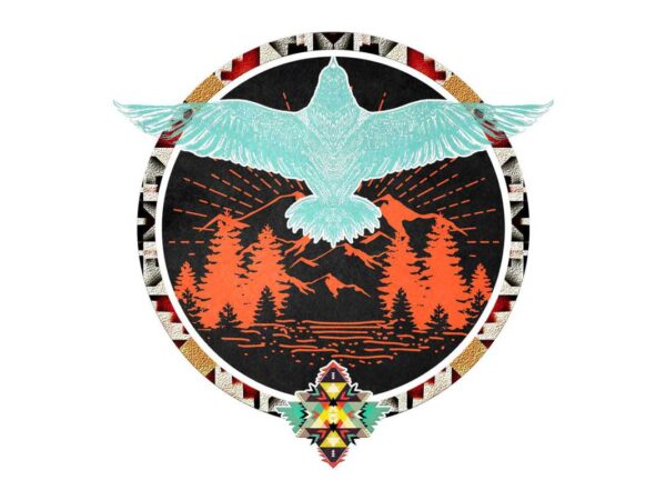 Retro eagle and wild life tshirt design