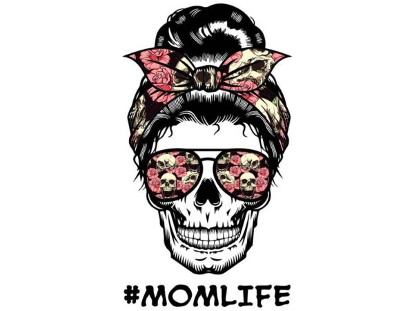 Skull momlife tshirt design