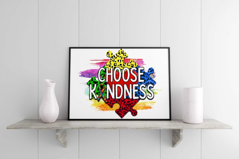 Choose Kindness Leopard Puzzle Tshirt Design