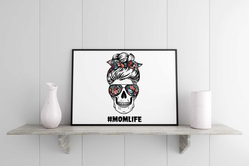 Skull Momlife Tshirt Design