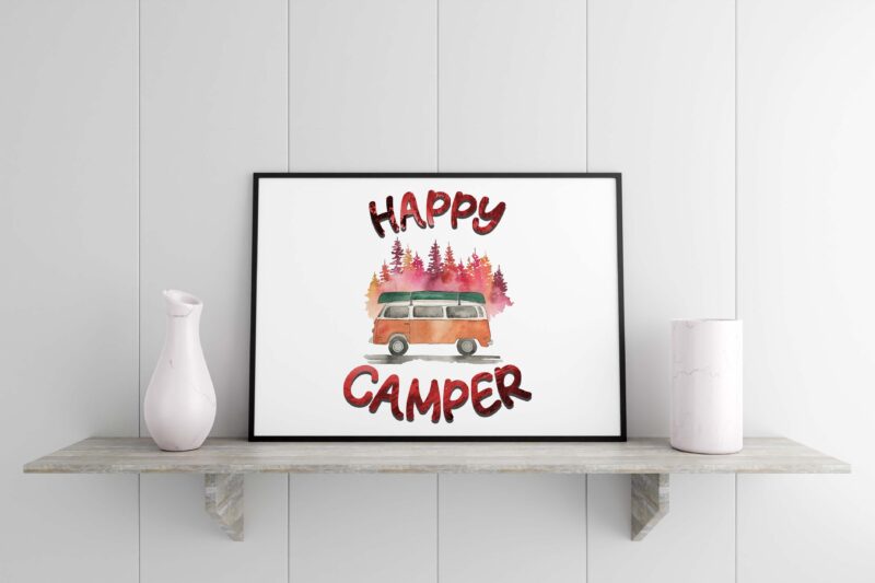 Happy Camper Camping Car Tshirt Design