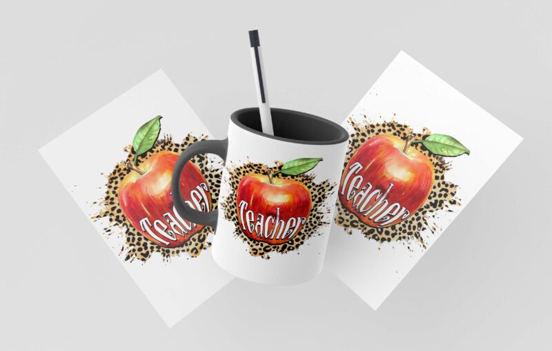 Leopard Apple Teacher Tshirt Design