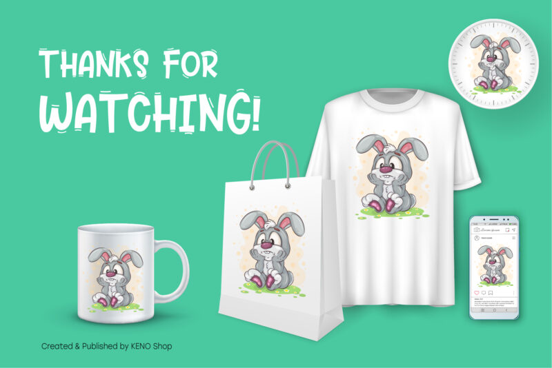 Pensive Easter Bunny. T-Shirt, PNG, SVG.
