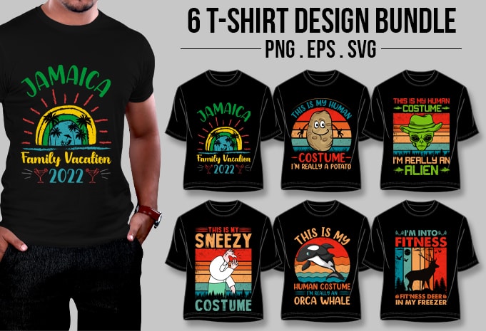 T-Shirt Design Bundle-Retro Vintage Sunset