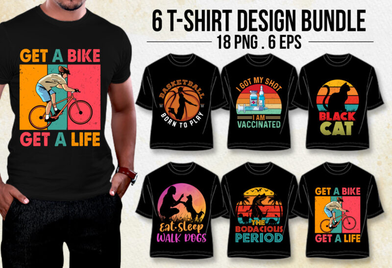 T-Shirt Design Bundle-Vintage Retro Sunset