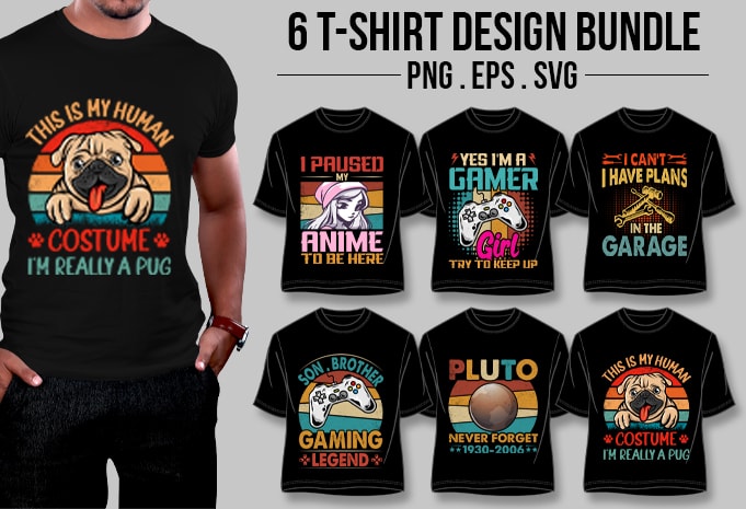 T-Shirt Design Bundle-Retro Vintage Sunset