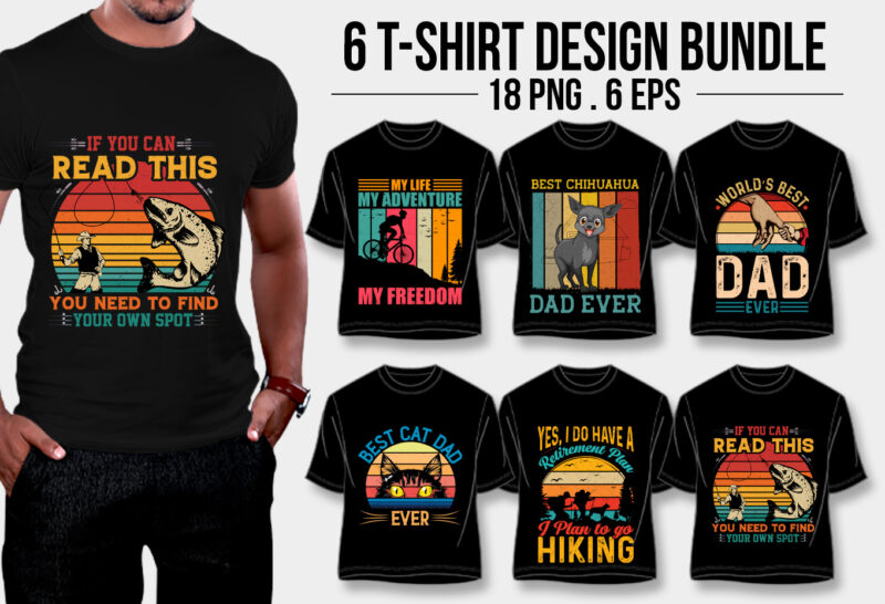 T-Shirt Design Bundle-Vintage Retro Sunset