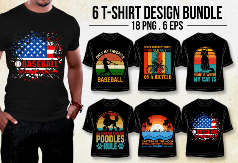 Retro Vintage Sunset T-Shirt Design Bundle