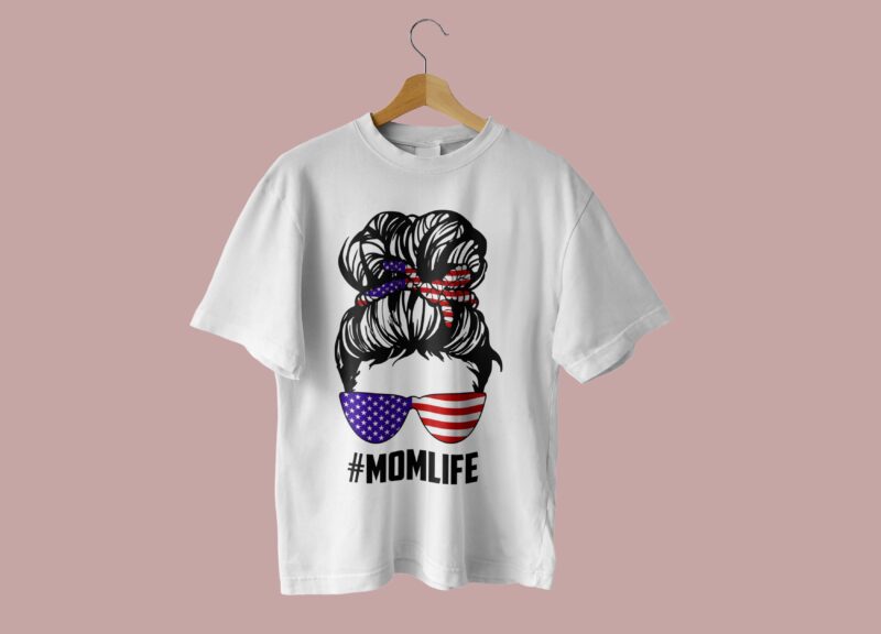 American Flag Momlife Tshirt Design