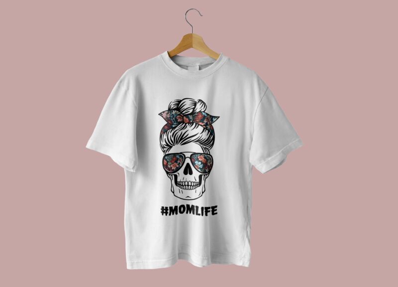 Skull Momlife Tshirt Design