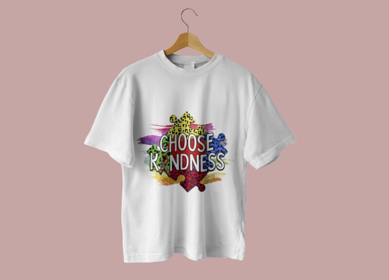 Choose Kindness Leopard Puzzle Tshirt Design