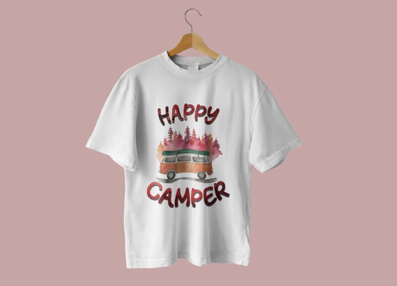 Happy Camper Camping Car Tshirt Design