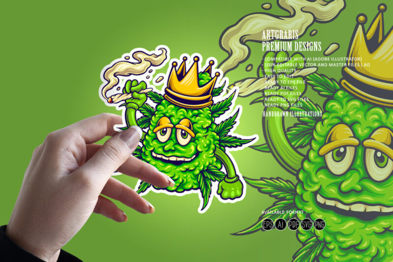 King of weed smoking marijuana Illustration