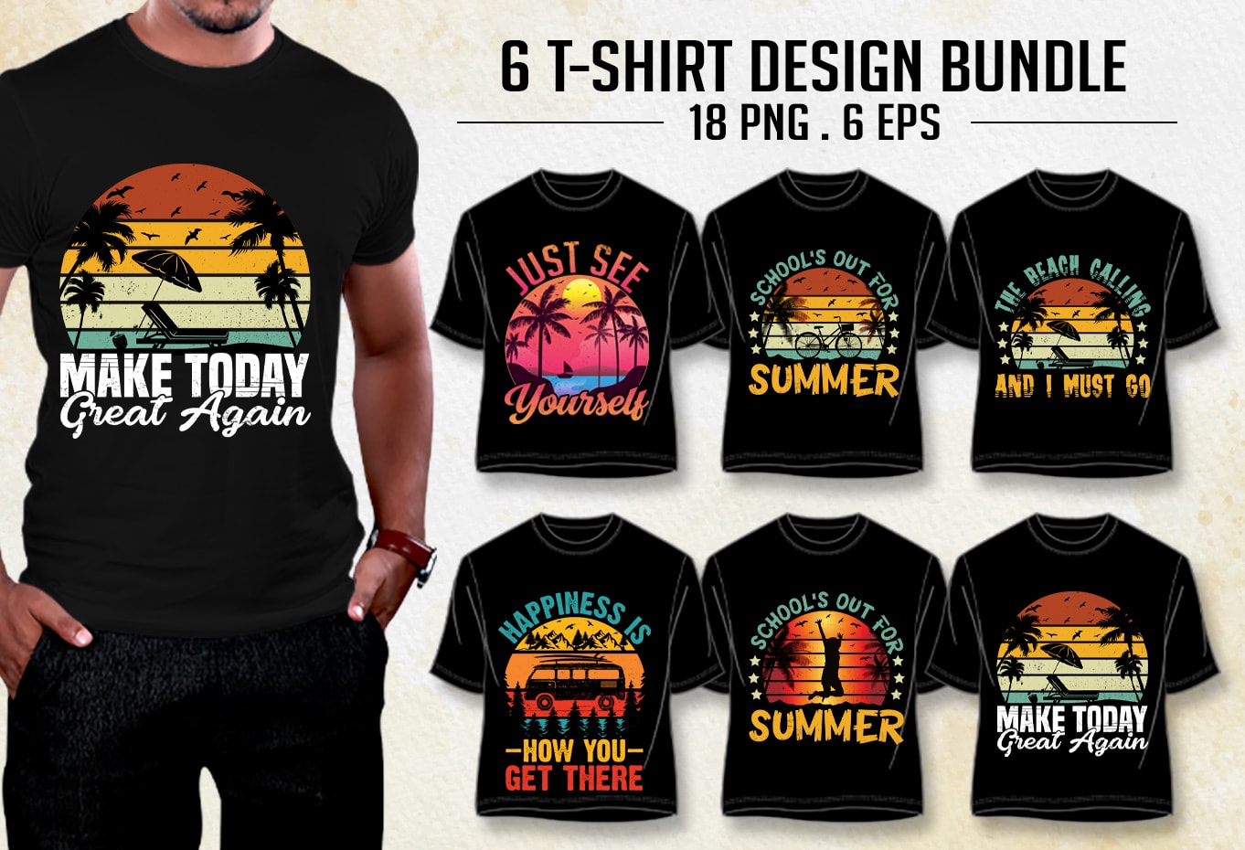 Summer Beach T-Shirt Design Bundle - Buy t-shirt designs