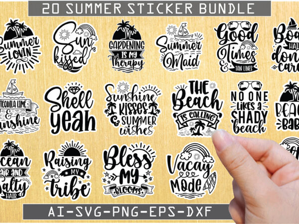 Summer sticker bundle t shirt template vector