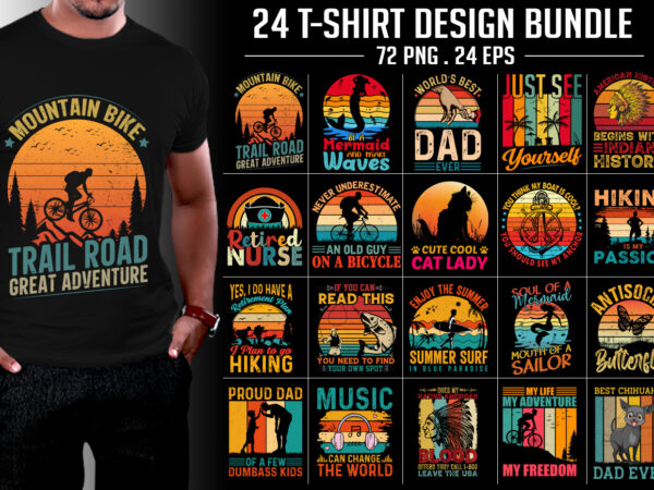 T-shirt design bundle-vintage retro sunset