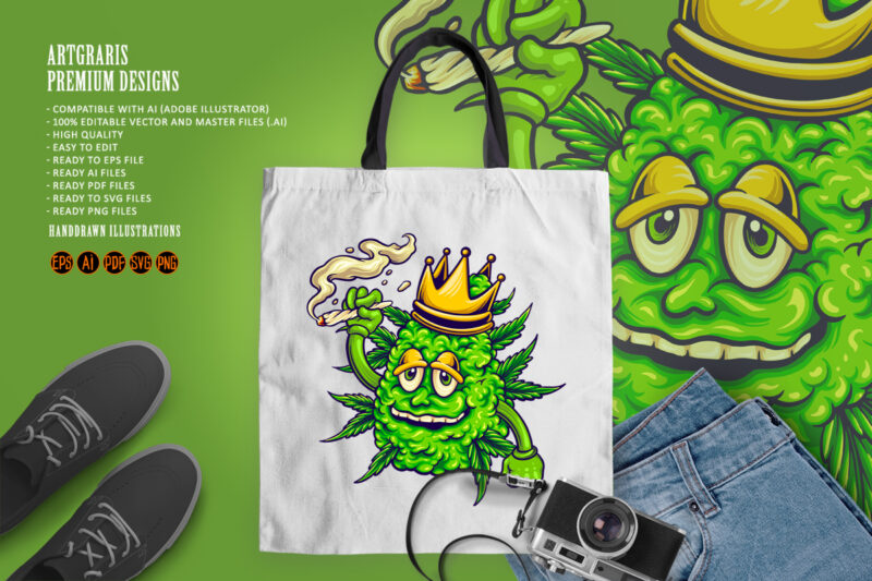 King of weed smoking marijuana Illustration