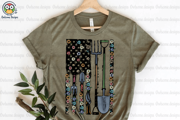 USA American Flag Gardening T-Shirt Design