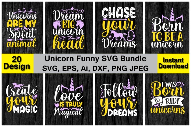 Unicorn Funny Vector 20 t-shirt design bundle, for best sale t-shirt design, trending t-shirt design, vector illustration for commercial use