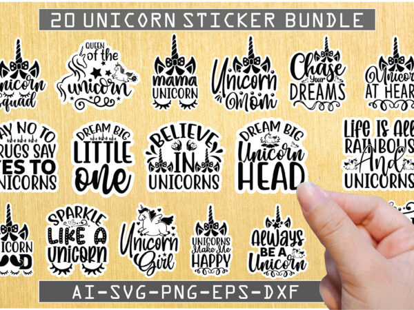 Unicorn sticker bundle t shirt vector graphic