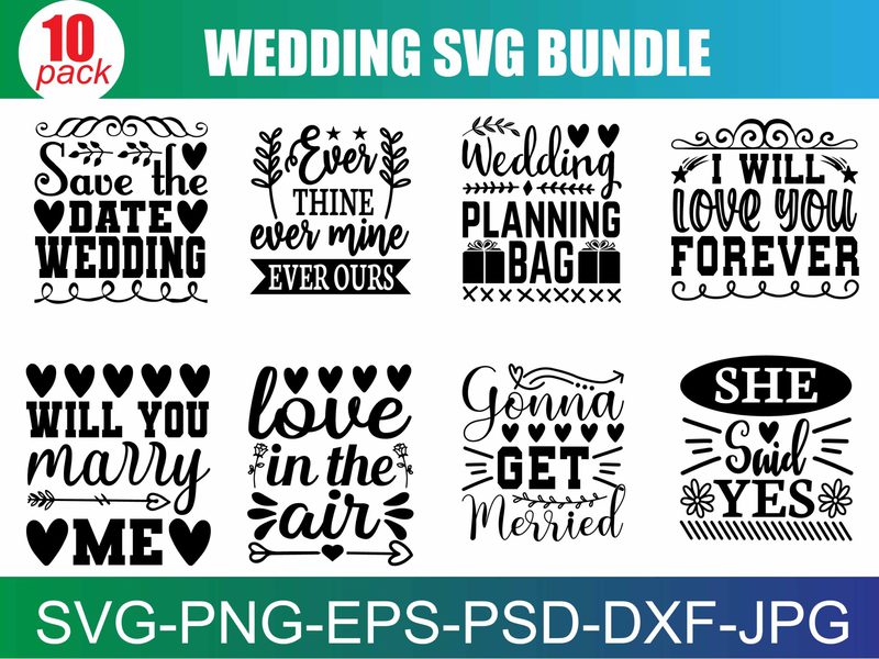 Wedding SVG Bundle, Bride svg, Groom svg, Bridal Party svg, Wedding svg ...