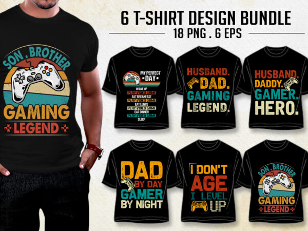 Video gamer t-shirt design bundle