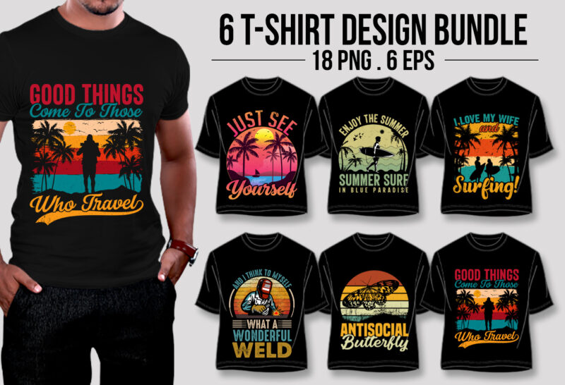 Retro Vintage Sunset T-Shirt Design