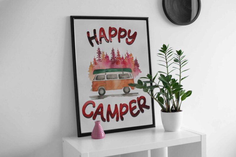 Happy Camper Camping Car Tshirt Design