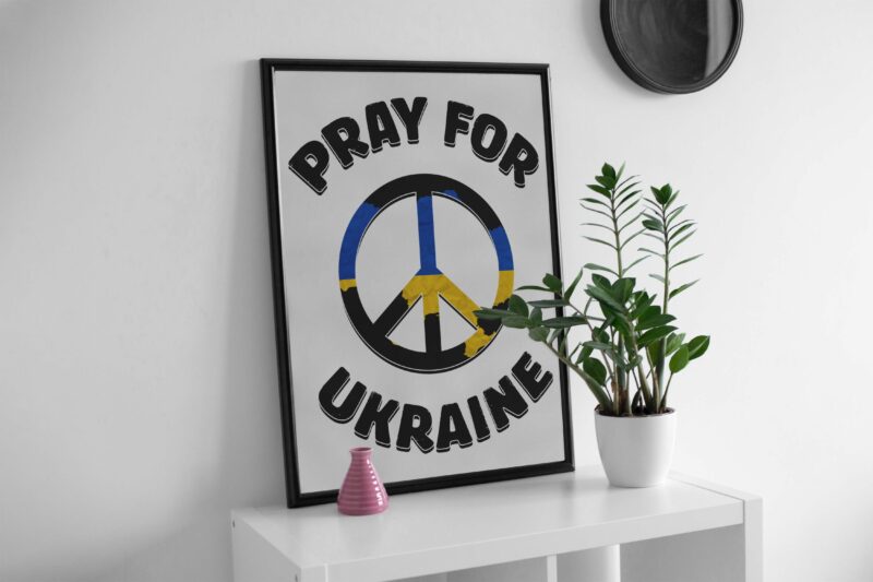 Pray For Ukraine Peace Symbol Tshirt Design