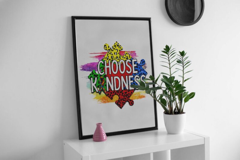 Choose Kindness Leopard Puzzle Tshirt Design