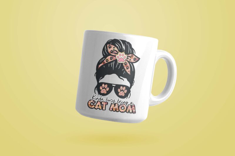 Kinda Busy Being A Cat Mom Tshirt Design